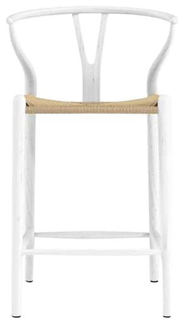 Stools Counter Height Stools - 20.08" X 20.87" X 38.19" Matte White Solid Beech Wood Counter Stool with Natural Seat HomeRoots