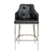 Stools Counter Height Stools - 22.05" X 23.63" X 38.98" Black Leatherette Counter Stool with Brushed Stainless Steel Legs HomeRoots