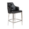 Stools Counter Height Stools - 22.05" X 23.63" X 38.98" Black Leatherette Counter Stool with Brushed Stainless Steel Legs HomeRoots