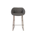 Stools Counter Height Stools - 22.45" X 19.69" X 35.24" Gray Leatherette Counter Stool with Brush Stainless Steel Base HomeRoots