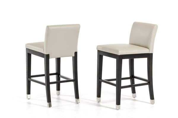 Stools Counter Height Stools - Modern Beige Leatherette Counter Stool HomeRoots