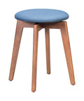 Stools Counter Stools - 14.4" x 14.4" x 19.3" Walnut & Ink Blue, Poly Linen, MDF, Rubber Wood, Stool - Set of 2 HomeRoots