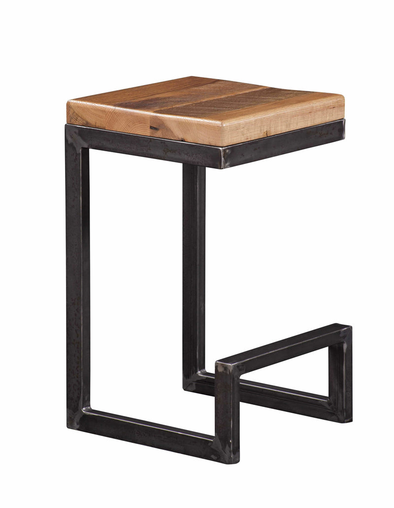 Stools Counter Stools - 14" X 15" X 24" Natural Reclaimed Oak And Steel Stool HomeRoots