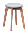 Stools Counter Stools - 18.1" x 18.1" x 19.3" Walnut & Light Gray, Poly Linen, MDF, Rubber Wood, Stool - Set of 2 HomeRoots