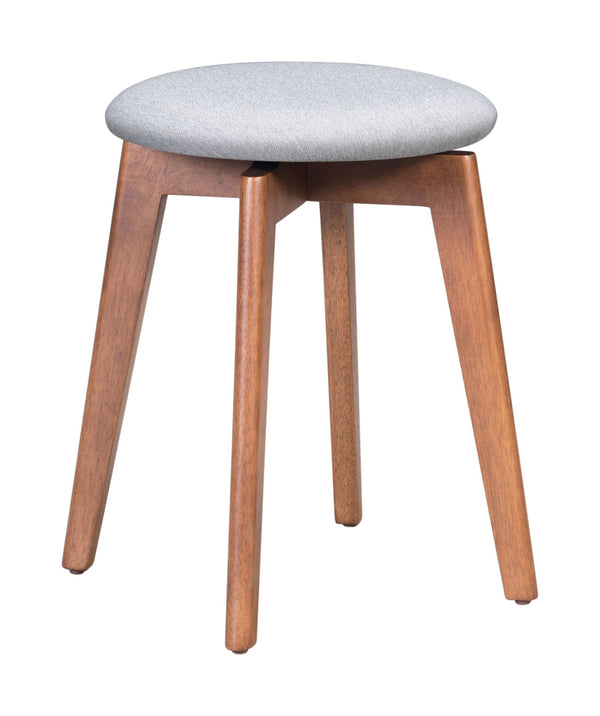 Stools Counter Stools - 18.1" x 18.1" x 19.3" Walnut & Light Gray, Poly Linen, MDF, Rubber Wood, Stool - Set of 2 HomeRoots
