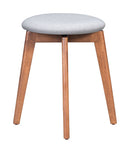 Stools Counter Stools - 18.1" x 18.1" x 19.3" Walnut & Light Gray, Poly Linen, MDF, Rubber Wood, Stool - Set of 2 HomeRoots