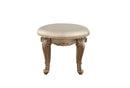Stools Counter Stools - 19" X 19" X 18" Champagne PU Antique Gold Wood Upholstered (Seat) Vanity Stool HomeRoots