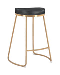 Stools Counter Stools - 20.3" x 17.5" x 26.2" Black, Leatherette, Stainless Steel, Counter Stool - Set of 2 HomeRoots