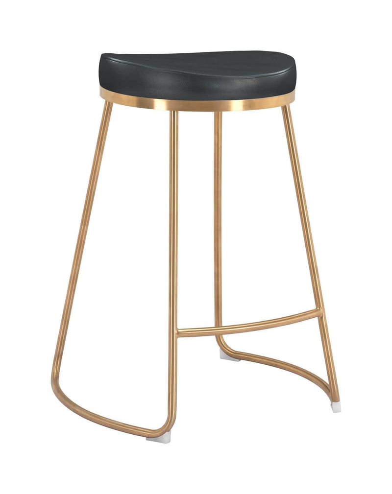 Stools Counter Stools - 20.3" x 17.5" x 26.2" Black, Leatherette, Stainless Steel, Counter Stool - Set of 2 HomeRoots