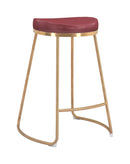 Stools Counter Stools - 20.3" x 17.5" x 26.2" Burgundy, Leatherette, Stainless Steel, Counter Stool - Set of 2 HomeRoots