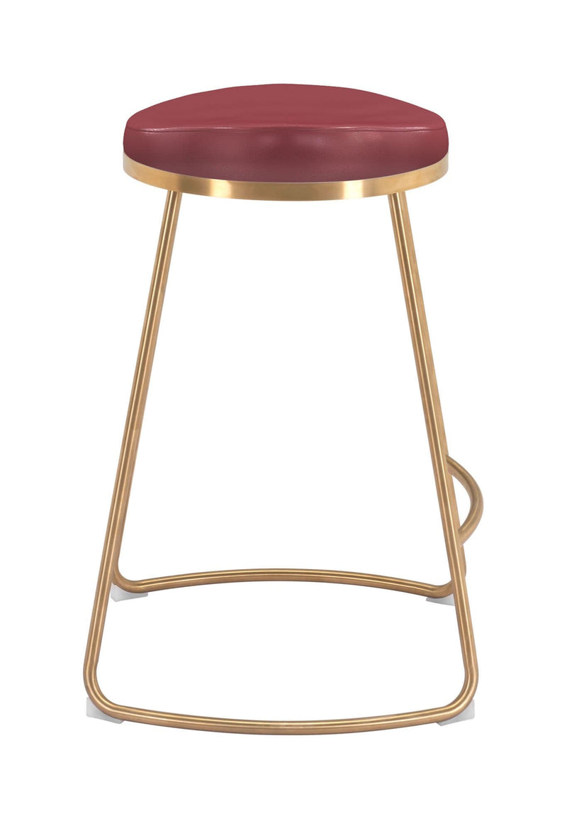 Stools Counter Stools - 20.3" x 17.5" x 26.2" Burgundy, Leatherette, Stainless Steel, Counter Stool - Set of 2 HomeRoots