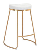 Stools Counter Stools - 20.3" x 17.5" x 26.2" White, Leatherette, Stainless Steel, Counter Stool - Set of 2 HomeRoots