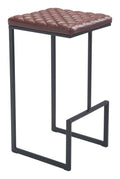 Stools Leather Bar Stools - 15" x 15.4" x 29.5" Brown, Leatherette, Steel & Plywood, Barstool HomeRoots