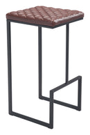 Stools Leather Bar Stools - 15" x 15.4" x 29.5" Brown, Leatherette, Steel & Plywood, Barstool HomeRoots