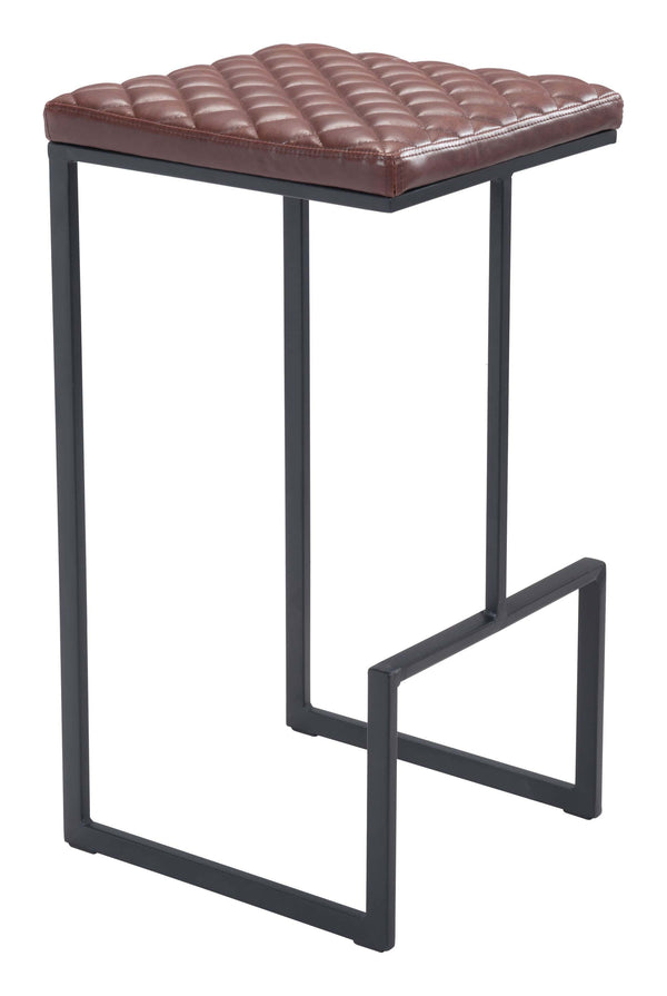 Stools Leather Bar Stools - 15" x 15.4" x 29.5" Brown, Leatherette, Steel & Plywood, Barstool HomeRoots