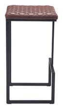 Stools Leather Bar Stools - 15" x 15.4" x 29.5" Brown, Leatherette, Steel & Plywood, Barstool HomeRoots