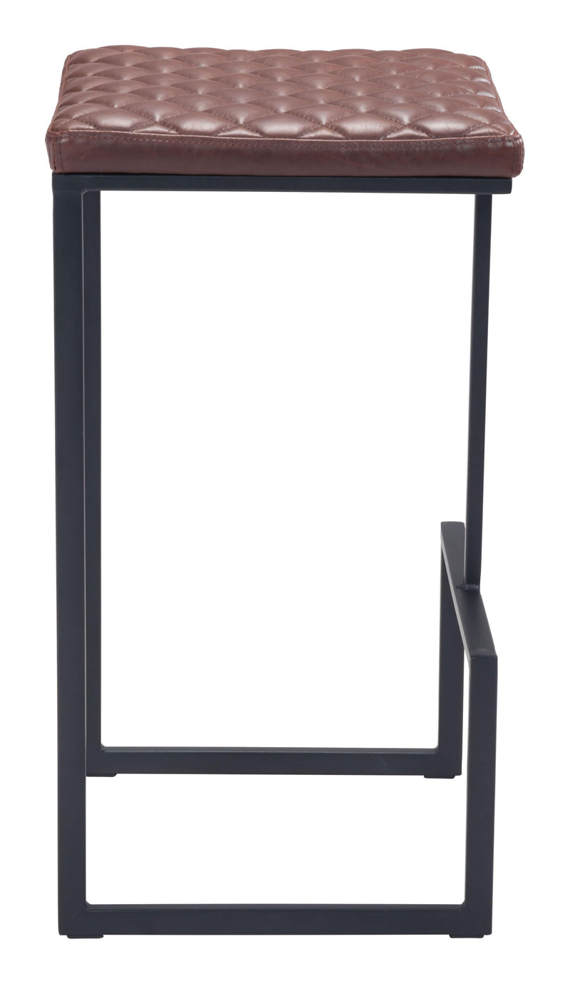 Stools Leather Bar Stools - 15" x 15.4" x 29.5" Brown, Leatherette, Steel & Plywood, Barstool HomeRoots