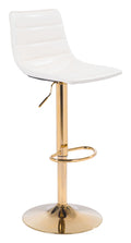 Stools Leather Bar Stools - 16.7" x 18.7" x 35" White & Gold, Leatherette, Steel & Plywood, Barstool HomeRoots