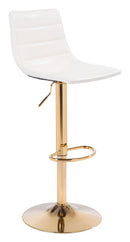 Stools Leather Bar Stools - 16.7" x 18.7" x 35" White & Gold, Leatherette, Steel & Plywood, Barstool HomeRoots
