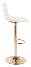 Stools Leather Bar Stools - 16.7" x 18.7" x 35" White & Gold, Leatherette, Steel & Plywood, Barstool HomeRoots