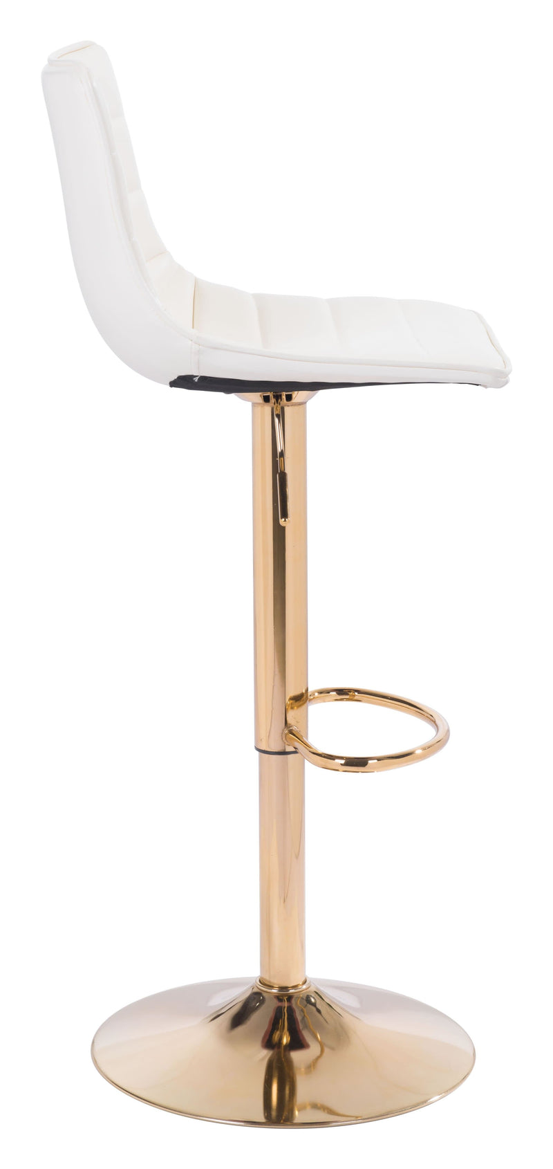Stools Leather Bar Stools - 16.7" x 18.7" x 35" White & Gold, Leatherette, Steel & Plywood, Barstool HomeRoots