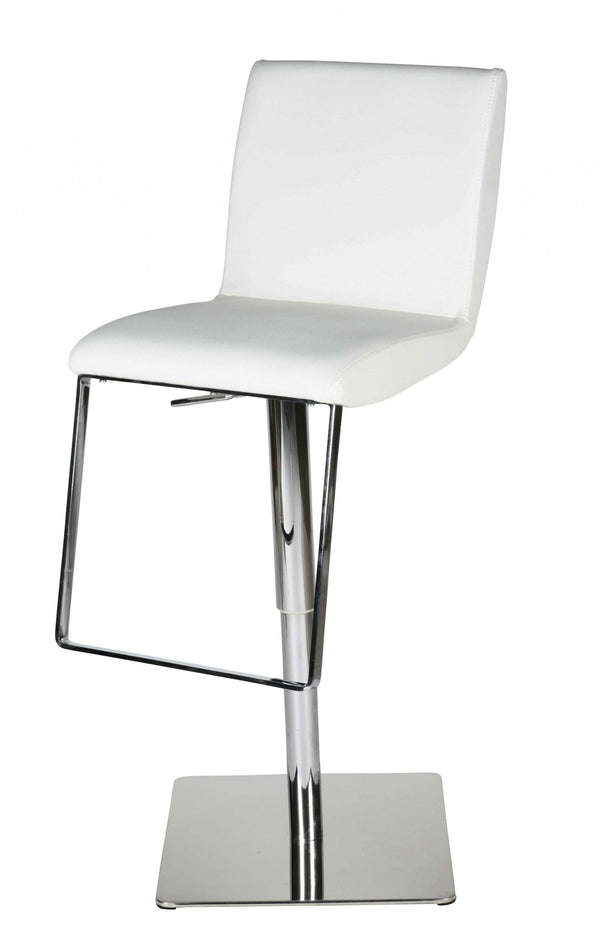 Stools Leather Bar Stools - 17" X 22" X 35"/45" White Faux Leather Bar Stool HomeRoots