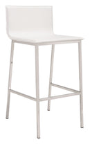 Stools Leather Bar Stools - 18.5" x 21.1" x 39" White, Leatherette, Stainless Steel, Barstool HomeRoots