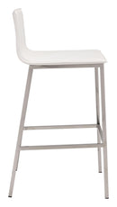 Stools Leather Bar Stools - 18.5" x 21.1" x 39" White, Leatherette, Stainless Steel, Barstool HomeRoots