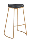 Stools Leather Bar Stools - 20.3" x 17.5" x 30.5" Black, Leatherette, Stainless Steel, Barstool - Set of 2 HomeRoots