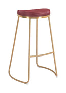 Stools Leather Bar Stools - 20.3" x 17.5" x 30.5" Burgundy, Leatherette, Stainless Steel, Barstool - Set of 2 HomeRoots