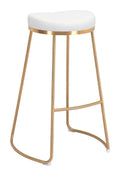 Stools Leather Bar Stools - 20.3" x 17.5" x 30.5" White, Leatherette, Stainless Steel, Barstool - Set of 2 HomeRoots