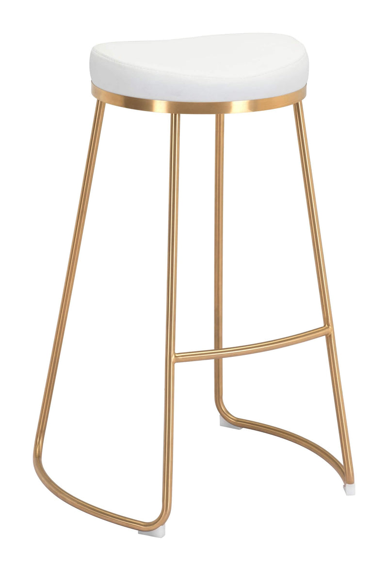 Stools Leather Bar Stools - 20.3" x 17.5" x 30.5" White, Leatherette, Stainless Steel, Barstool - Set of 2 HomeRoots