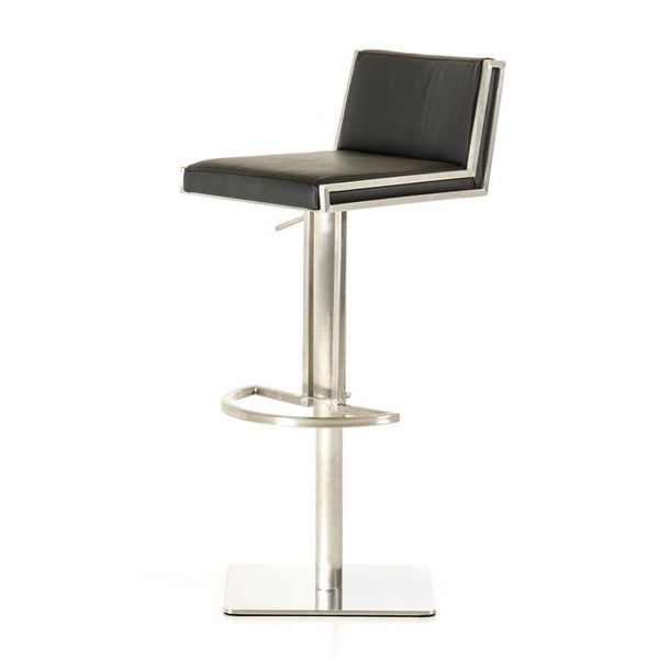 Stools Leather Bar Stools - 40" Black and Walnut Leatherette, Veneer, and Steel Bar Stool HomeRoots