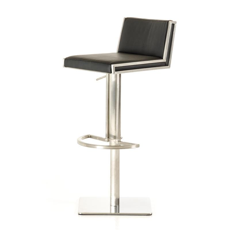 Stools Leather Bar Stools - 40" Black and Walnut Leatherette, Veneer, and Steel Bar Stool HomeRoots