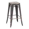 Stools Metal Bar Stools - 17.5 " X 17.5" X 29.9" 2 Pcs Antique Black Gold Steel Barstool HomeRoots