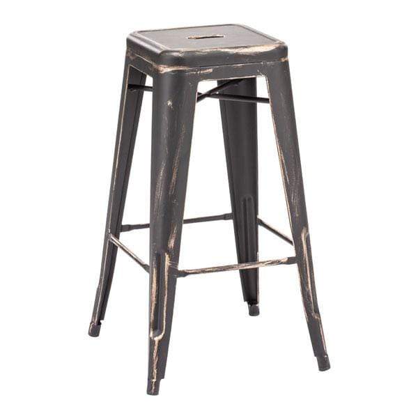 Stools Metal Bar Stools - 17.5 " X 17.5" X 29.9" 2 Pcs Antique Black Gold Steel Barstool HomeRoots