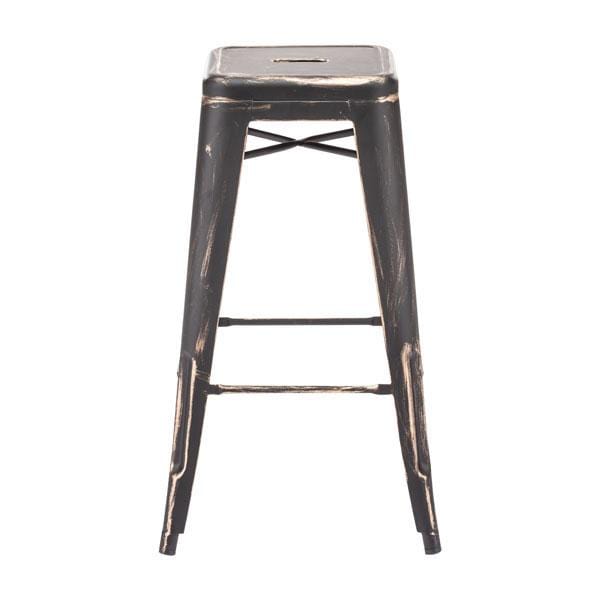 Stools Metal Bar Stools - 17.5 " X 17.5" X 29.9" 2 Pcs Antique Black Gold Steel Barstool HomeRoots