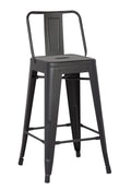 Stools Metal Bar Stools - 30" Matte Black Metal Barstool with Back In A Set of 2 HomeRoots