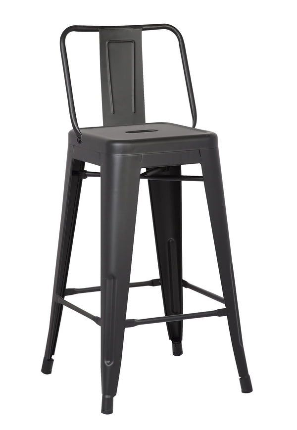 Stools Metal Bar Stools - 30" Matte Black Metal Barstool with Back In A Set of 2 HomeRoots