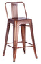 Stools Metal Bar Stools - Distressed Metal Barstool with Back, Vintage Rose Gold, 24 -inch HomeRoots