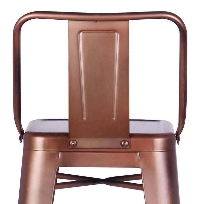 Stools Metal Bar Stools - Distressed Metal Barstool with Back, Vintage Rose Gold, 24 -inch HomeRoots