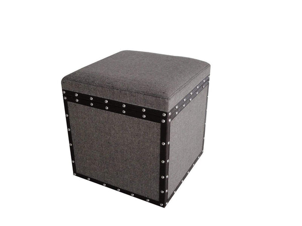 Stools Vanity Stool - 1" x 16" x 16" Brown, Wood, Square, Tweed Storage - Stool HomeRoots
