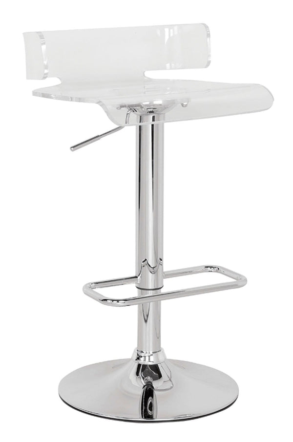 Stools Vanity Stool - 15" X 16" X 26" Clear And Chrome Swivel Adjustable Stool HomeRoots
