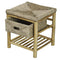 Stools Vanity Stool - 17" X 16" X 18" Natural Bamboo Frame Storage Stool with a Shelf and a Basket HomeRoots