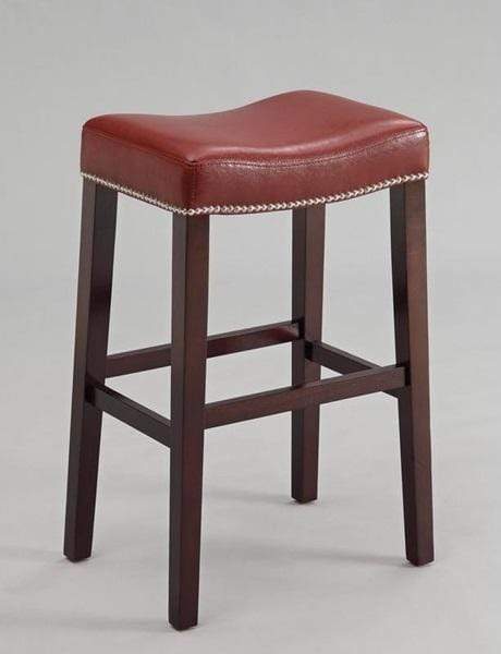 Stools Vanity Stool - 19" X 14" X 26" 2pc Red And Espresso Counter Height Stool HomeRoots