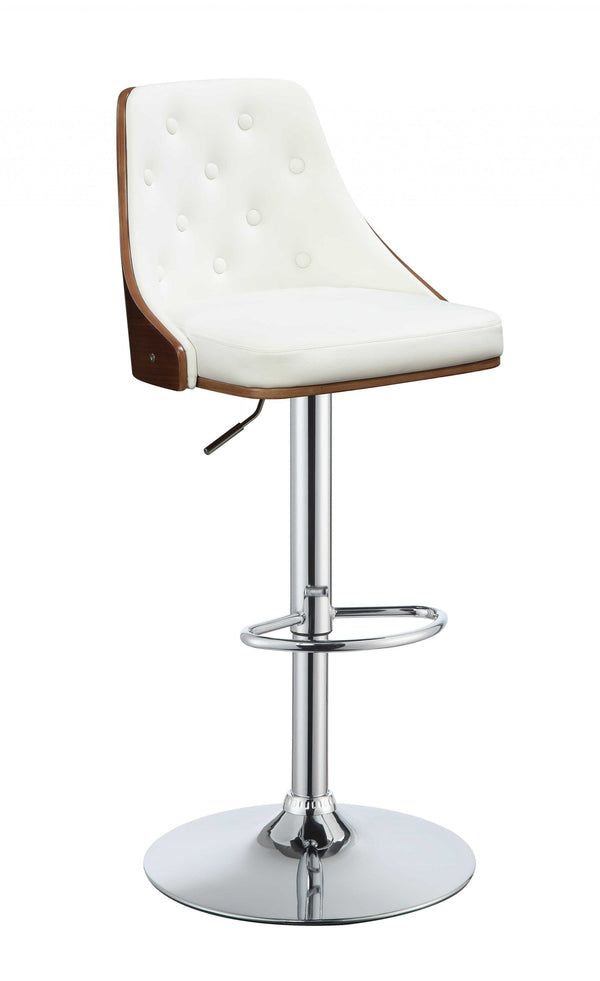 Stools Vanity Stool - 19" X 18" X 37" White And Walnut Adjustable Stool HomeRoots
