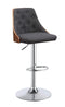 Stools Vanity Stool - 20" X 19" X 37" Gray Linen And Walnut Adjustable Stool HomeRoots