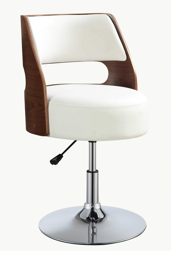 Stools Vanity Stool - 20" X 20" X 31" White And Walnut Swivel Adjustable Stool HomeRoots