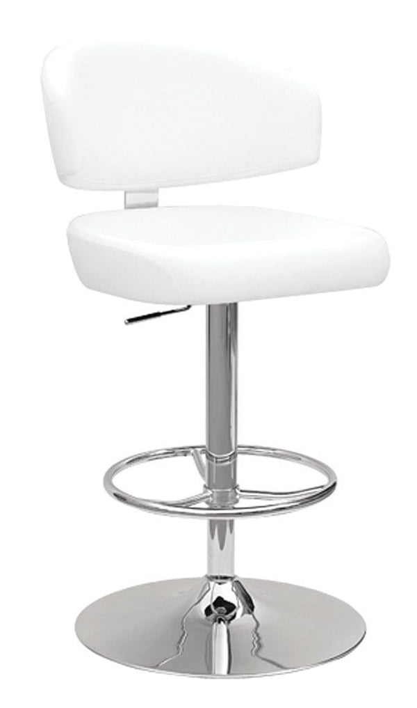 Stools Vanity Stool - 21" X 22" X 38" White And Chrome Swivel Adjustable Stool HomeRoots