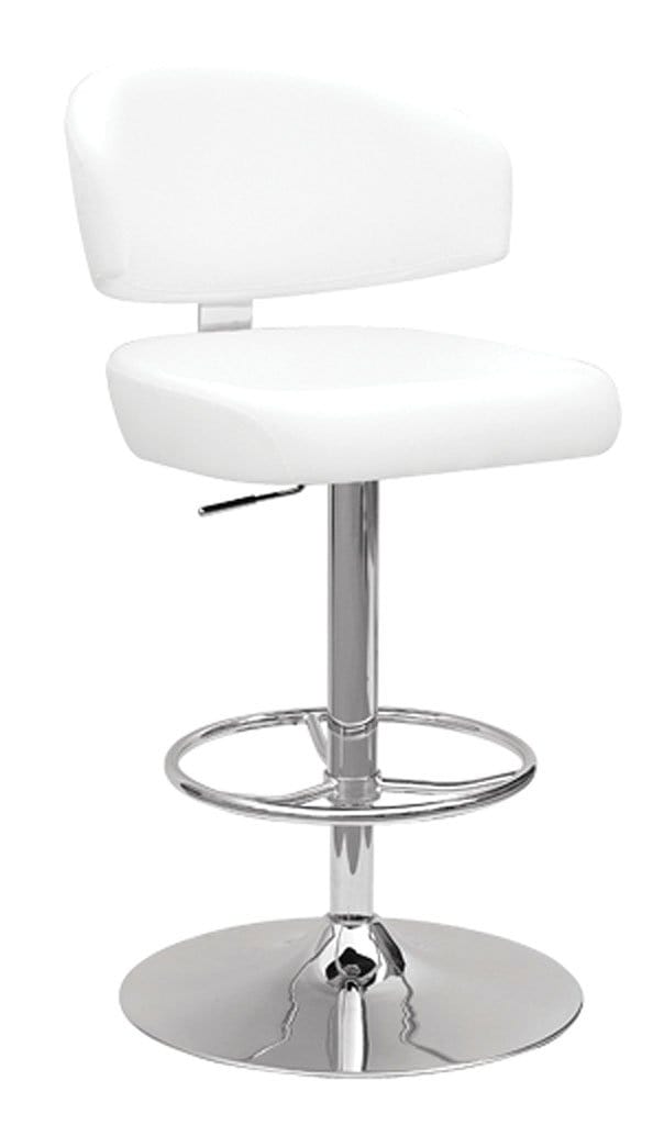 Stools Vanity Stool - 21" X 22" X 38" White And Chrome Swivel Adjustable Stool HomeRoots